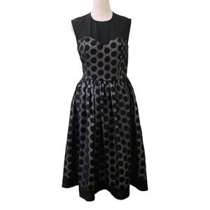 Clocolor 1950's Style Black Polka Dot Sleeveless Swing Dress, Size Large
